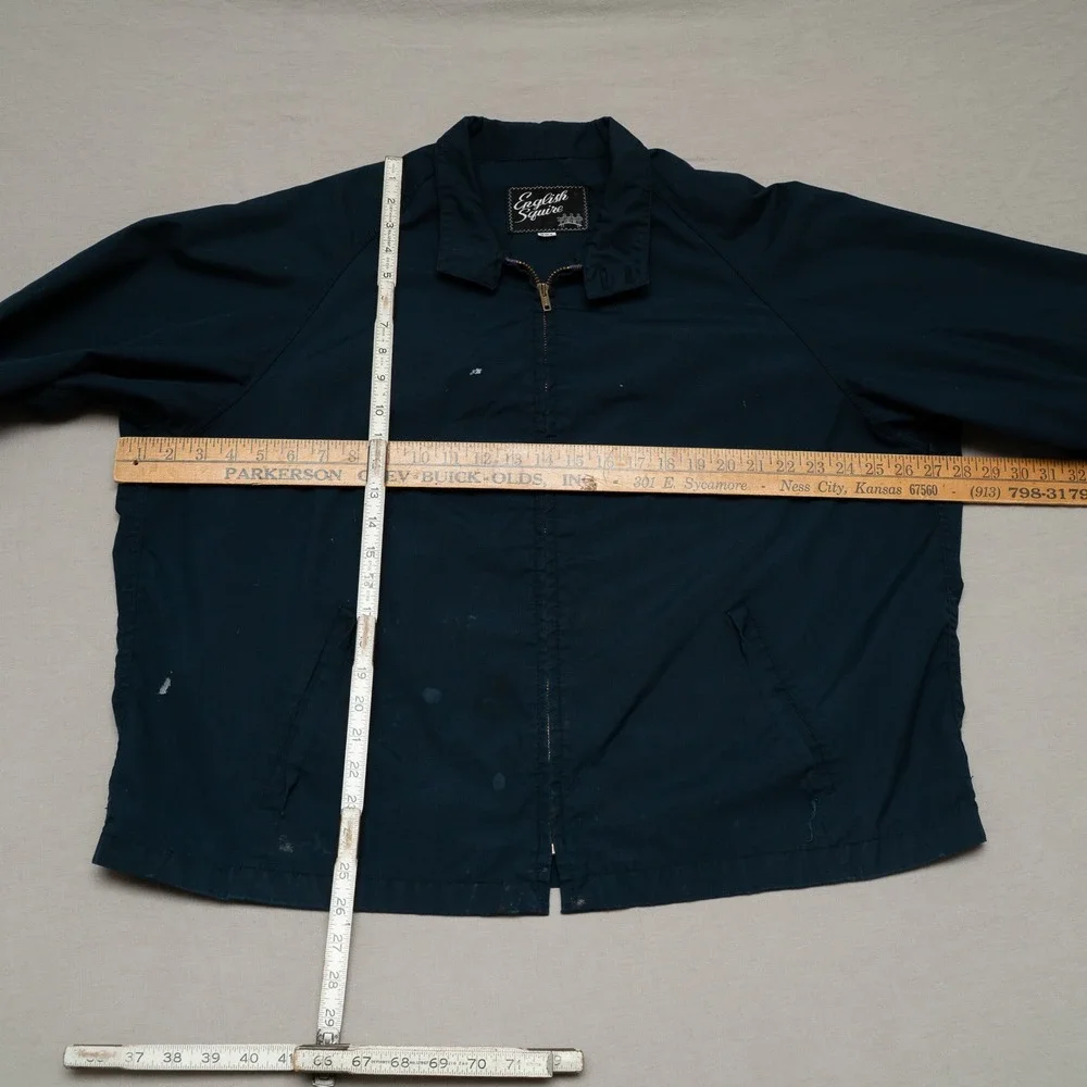 Vintage 60s 70s English Squire Thrashed‎ Cropped Work Jacket Talon Zip XXL
